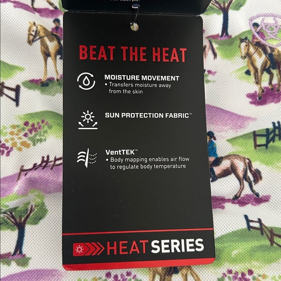 NWT-Ariat Kids Equestrian Print Sunstopper with SPF Protection- 10034995-L/12 - Picture 5 of 6